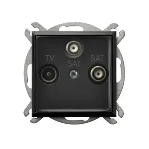 Розетка Ospel GPA-U2S/m/33 — 2‑местная чёрная, IP20, 71×71×38 мм