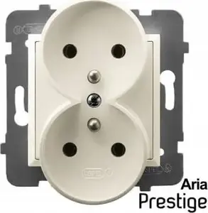 Socket outlet Ospel Aria double with earth ecru for Prestige frames GP-2URAZ/M/27