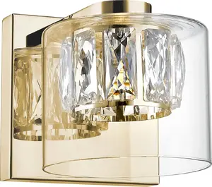 Sienas lampa Zuma Line GEM W0389-01A-F7AC — zelta apdare, integrēta LED