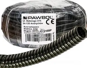 Corrugated automotive tube PAWBOL G.6157P, 100 m roll, 7/10 mm, black