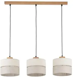 Pakaramā lampa TKKRYWULT 5771, 3 spuldžu E27 pendant, 3×15W, melna ar koka elementiem