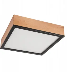 Потолочный светильник LAMKUR Oak Square 48826 — 4×15W, патроны E27, дуб/чёрный
