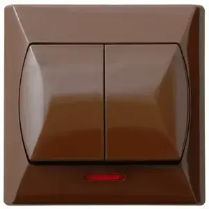 Electrical switch Ospel ŁP-2AS/24, single-pole 250 V AC, 10 A, brown, 82×82×36 mm