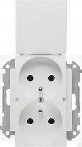 Розетка электрическая Kontakt-Simon 55 TGZ2BMCZ.01/111 двойная 16 A 250 V~ для IP44 с уплотнителем белая матовая