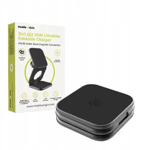 Wireless Foldable Charger MOBILE ORIGIN Mobile Origin 3in1 Qi2 25W UltraSlim PW36 MagSafe Compatible Matte Black
