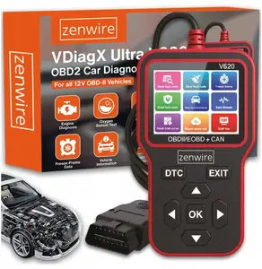 OBD2 diagnostikas interfeiss-skeneris Zenwire V620 ar ELM327, CAN atbalstu, displeju