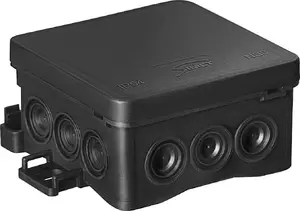 Настенная распаечная коробка Simet FASTBOX&HOOK NS5 75×40×75 мм с интегрированной самозапирающейся кабельной вводной, IP54, черная