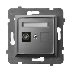 Socket outlet Ospel GPA-1UF/m/70 — grey, IP20, 71×71×39 mm