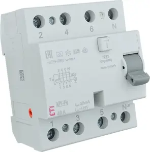 УЗО 4P 40A 30мА Eti-Polam EFI‑P4 A 40/0.03 (MPN 002061512)