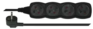 Strāvas sadalītājs EMOS 1902240500 PDU ar 4 AC kontaktligzdām, 5 m kabeli, 250 V, 10 A (melns)