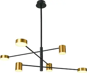 Подвесной потолочный светильник Italux REMDAL PND-16374-6-BK-GD-4K — металлический LED 36W 4000K, черно-золотые планки