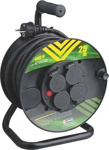 Pagarinātājs EMOS P084251 ar 25 m kabeli, 4 strāvas kontaktligzdas, IP44, 230 V, 3680 W, melns