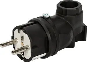 Portable rubber angled plug PCESP Taurus 05821-s 16A 2P+E 230V IP44 for Schuko sockets, black
