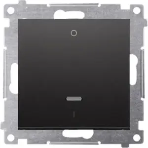 Модуль двухполюсного переключателя с подсветкой Kontakt-Simon DW2L.01/49 10AX 250V быстрозажимной чёрный матовый