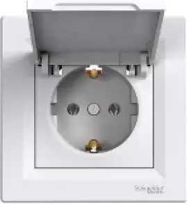 Электрическая розетка Schneider Electric Asfora одиночная с крышкой белая EPH3100121