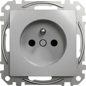 Розетка 2P+PE с защитными шторками Schneider Electric Sedna Design SDD113011, серебристый алюминий