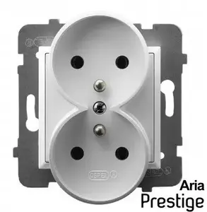 Ospel двойная розетка с заземлением для рамок Prestige GP-2URAZ/M/00 белая