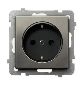 Socket outlet Ospel GP-1RMS/M/37, stainless steel finish, 16 A, IP20