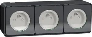 Power outlet Schneider Electric Mureva Styl MUR36037 — triple 2P+PE socket, anthracite