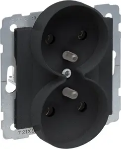 Legrand SUNO double socket 2x 2P+E 16A 250V black, screw terminals (model 721491)