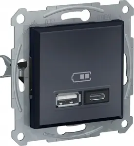 Wall USB Charging Outlet SCHNEIDERE Asfora EPH2700371 recessed A+C 2.4A anthracite