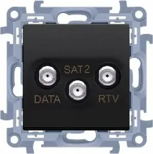 Антенный розеточный модуль Kontakt-Simon CADSATF.01/49 — RTV-DATA-SAT конечный модуль, 1× вход 5–2400 МГц, матовый чёрный