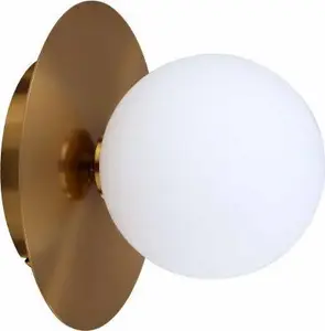 Настенный светильник Light Prestige Roma, металлический золотой корпус с молочным стеклянным шаром для подсветки зеркала