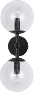 Wall lamp Light Prestige DORADO LP-002/2W BK Transparent — black transparent two-light bedroom sconce