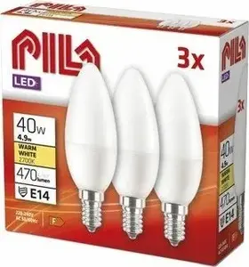 LED spuldze No name PILA E14 4,9W silti balta, komplekts 3 gab.