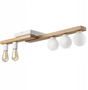 Потолочный светильник LAMKUR 50157 с 2×15W E27 и 3×5W G9, дуб/белый