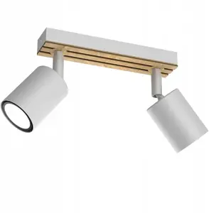 Griestu lampa Luminex Terra 9978, 2x8W GU10, balta ar koka detaļām