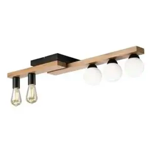Griestu lampa LAMKUR 50171 ar 2x15W E27 un 3x5W G9, ozols/melnā