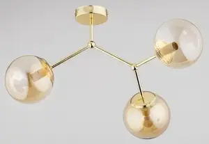 Griestu lampa ALFA Golem 3‑punktu mūsdienīga zelta apdare, modelis 62264