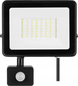 Prožektors ZAMEL Solis LNS10000028 50W PIR 230V IP44 silti balts NAS-50WWPIR melns
