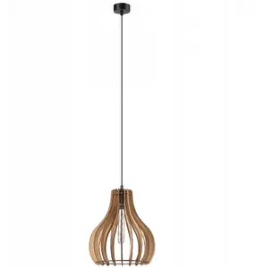 Pendant lamp LAMKUR Tucci 50119, 1x60W E27, oak/black finish
