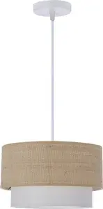 Pakarināma lampa Candellux Ritana, 1xE27, balts korpuss, bēšs/balts auduma abažūrs
