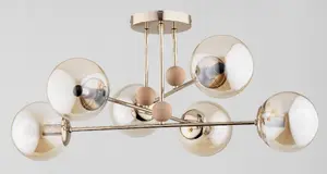 Griestu lampa Alfac Alfa Opty 63133.54 6 spuldžu E14 6×40W dzintara/zelta