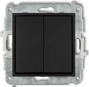 Механизм двойного крестового выключателя Karlik Mini 12MWP-66.1, два клавиша без пиктограммы, матовый черный