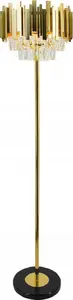 Grīdas lampa Mdeco Elem Valetta 6268/4F TR — statīvs ar 4 spuldzēm, ligzdas E27, maks. 4×60W, zelta apdare ar kristāliem