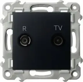 TV/RF kontaktligzda Ospel Szafir GPA-10ZPZ/m/33 beigu 10 dB melni metāliska