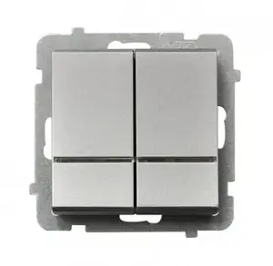 Ospel viedais slēdzis ŁP-2RS/m/38, sudraba, IP20, 16 A, 250 V, 71×71×42 mm