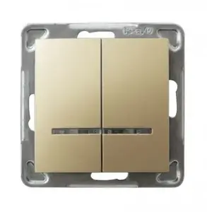 Wall Switch Ospel ŁP-2YS/m/28 Gold — 16 A, 250 V, IP20, 71×71×40 mm