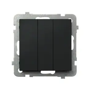 Wall switch Ospel ŁP-13R/m/33, black, 250 V AC, 10 A, IP20, 71×71×42 mm