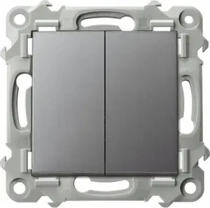 Ospel Łącznik dwugrupowy świecznikowy Szafir ŁP-2Z/m/70 gray matte — two-group candle-style wall switch
