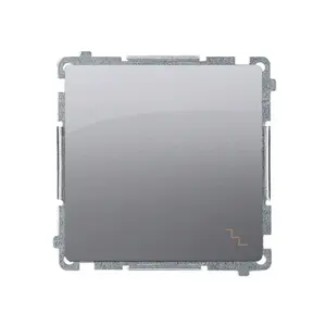 Electrical switch Kontakt-Simon BMW6.01/21 — stainless steel finish, 250 V AC, 10 A, IP20/IP44, 75×41 mm