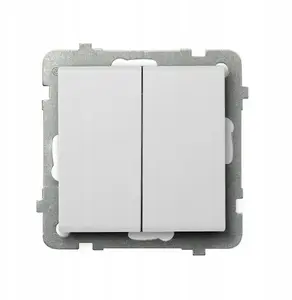 Wall-mounted double rocker switch Ospel SONATA ŁP-2R/m/75 — white matte, candle-style, 2-gang