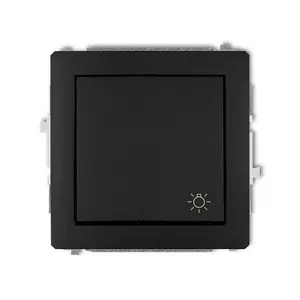 Pogas slēdzis Karlik 12DWP-5 — melns, 250 V AC, 10 A, IP20/IP44