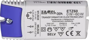 Electronic transformer ZAMEL ETZ60 230→11.5V, 0–60W (model LDX10000042)