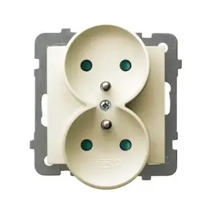 Socket outlet Ospel GP-2GRZP/m/27 — 16 A, IP20, dimensions 71×71×48 mm