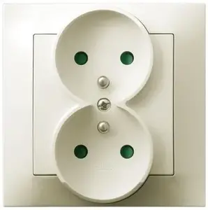 Socket outlet Ospel GP-2YZP/27 — 16 A, IP20, 84×84×45 mm